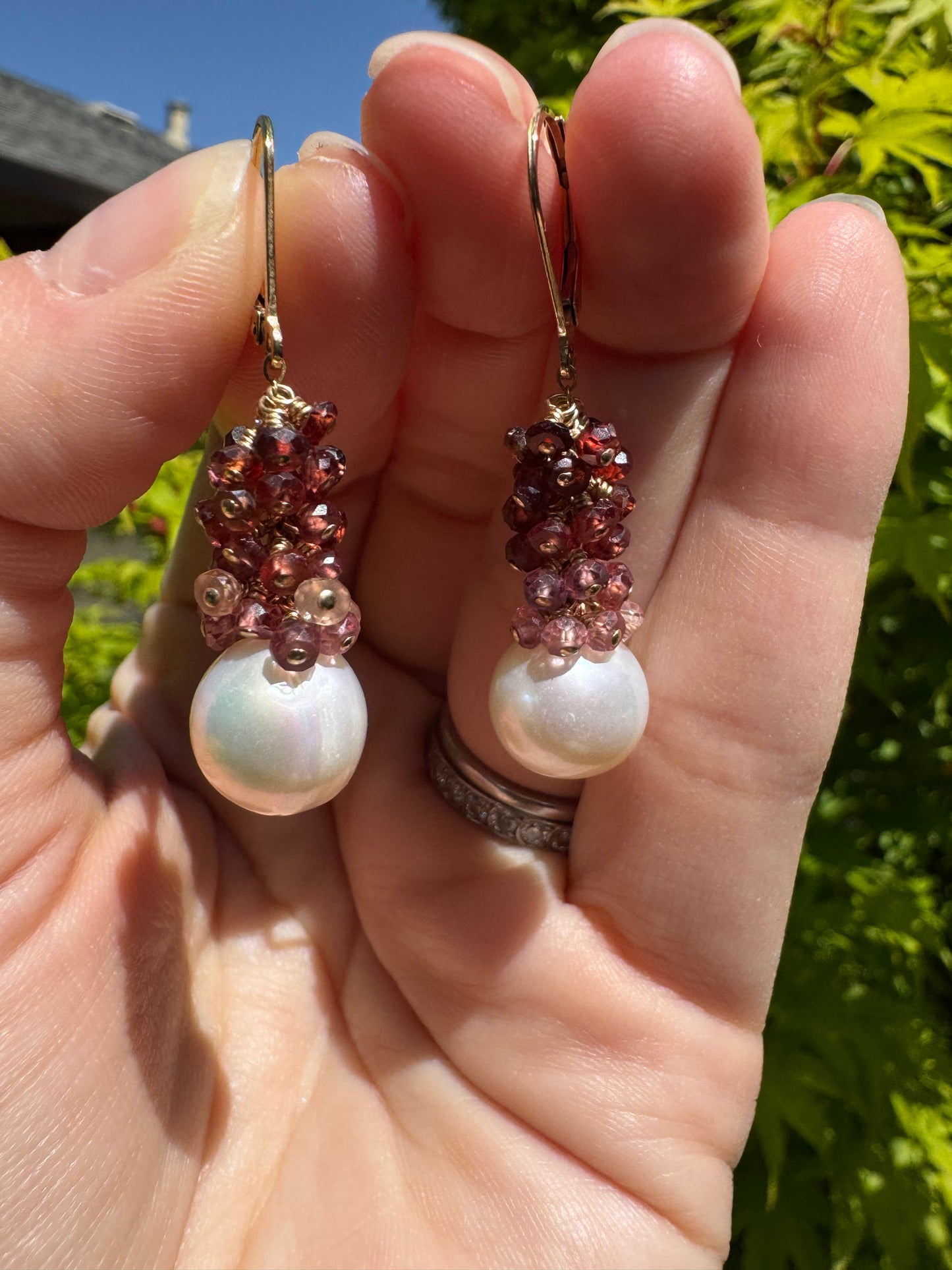 OOAK - Ombre Tundra Sapphire and Pearl Earrings
