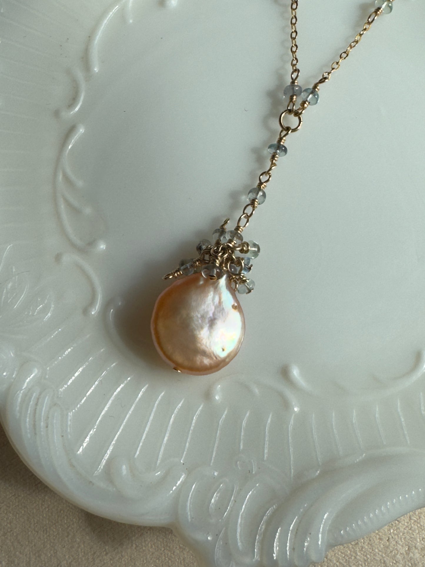 Aurora - Wire Wrapped 14kt Gold-Fill Lariat Pendant Necklace