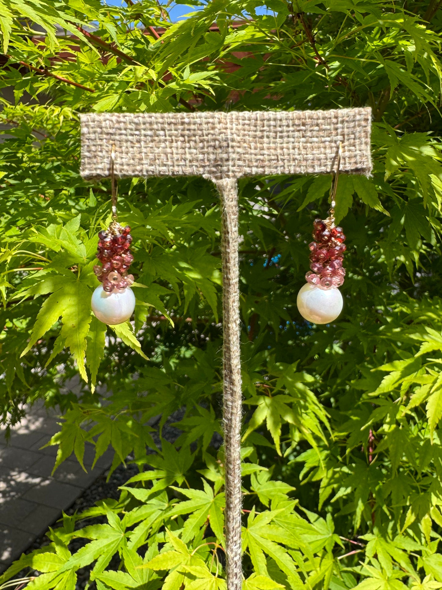OOAK - Ombre Tundra Sapphire and Pearl Earrings