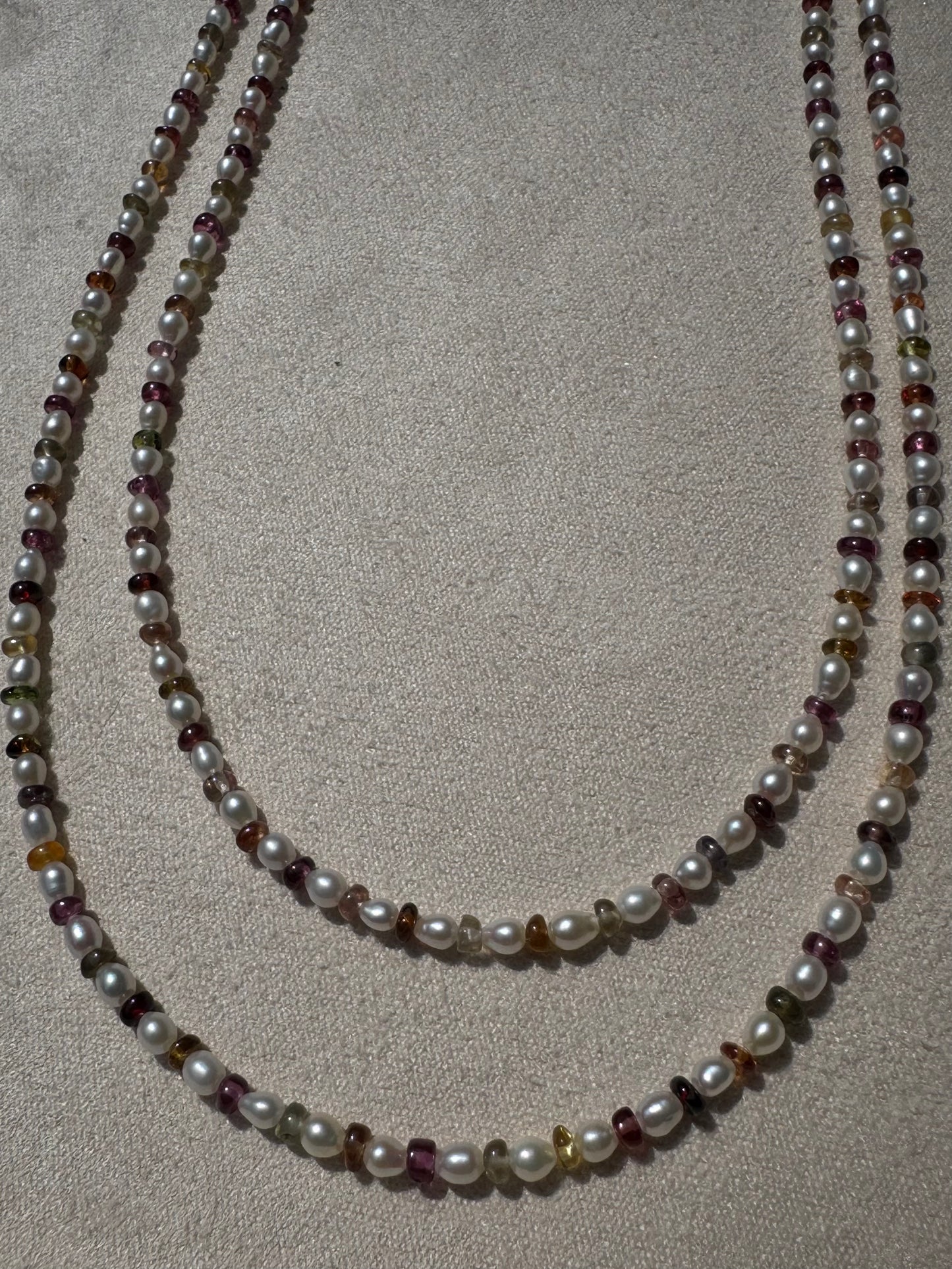 Elena - Seed Pearl and Tundra Sapphire Necklace