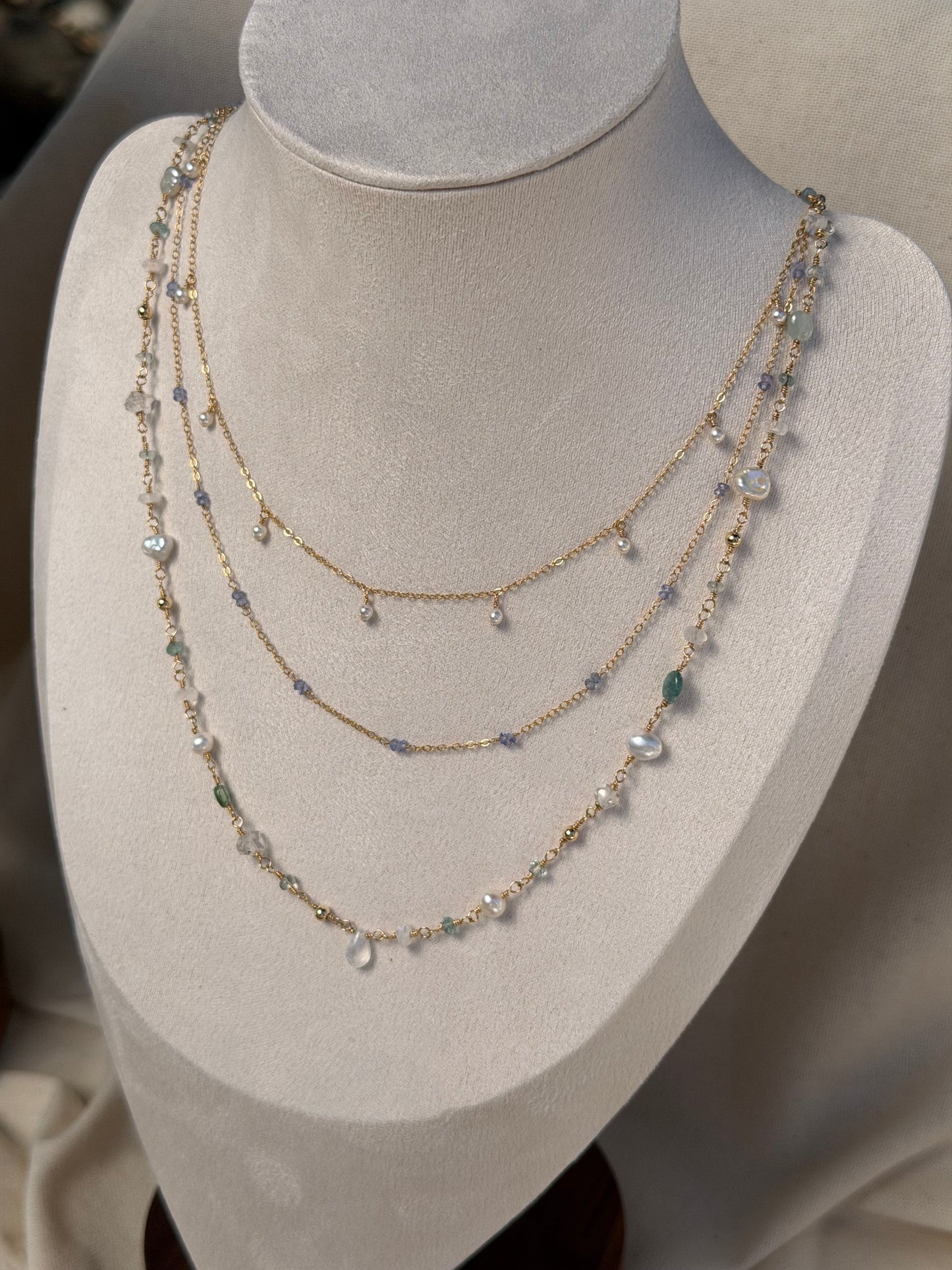 Cora - Multi Gemstone & Pearl Necklace