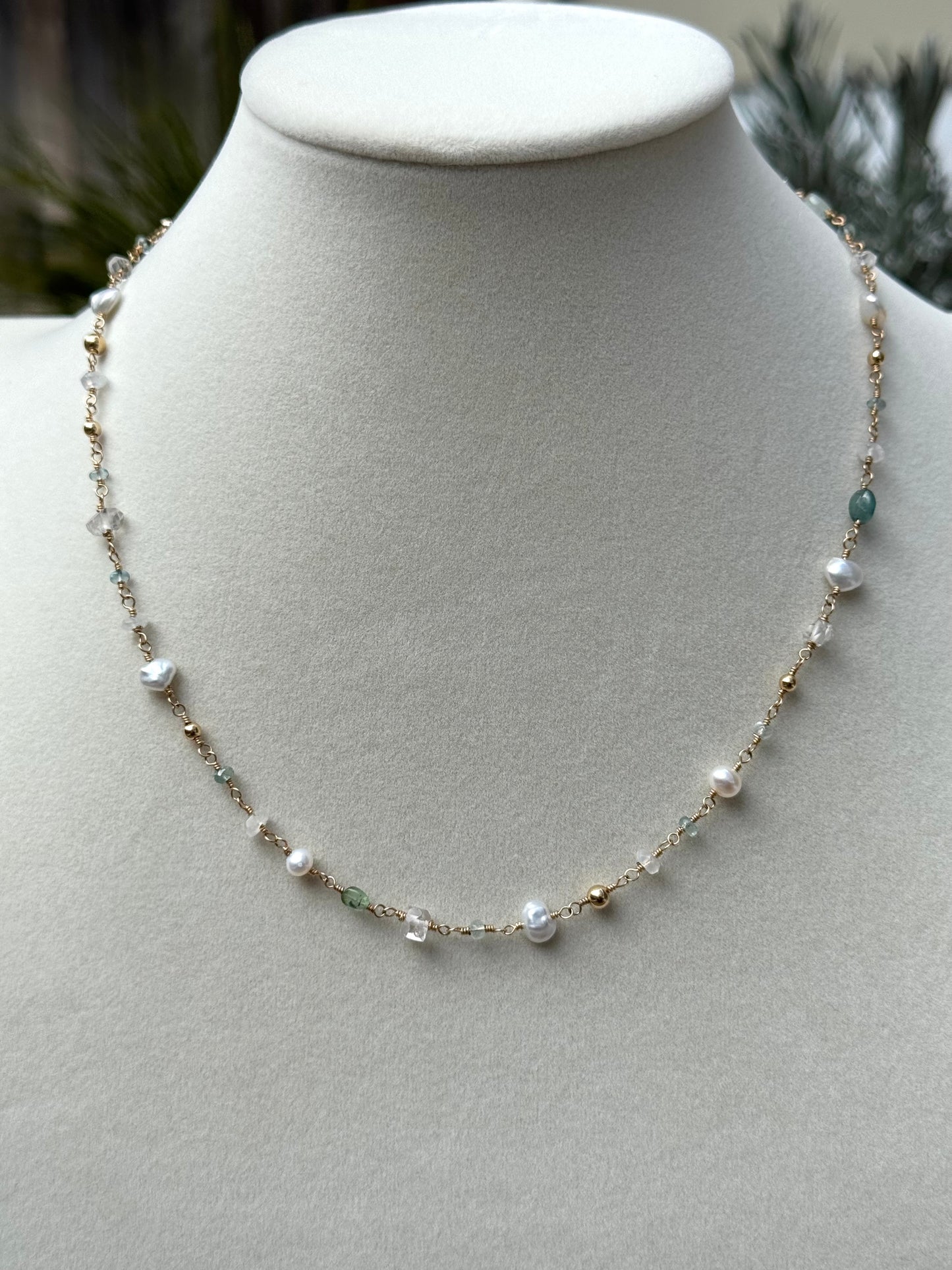 Cora - Multi Gemstone & Pearl Necklace