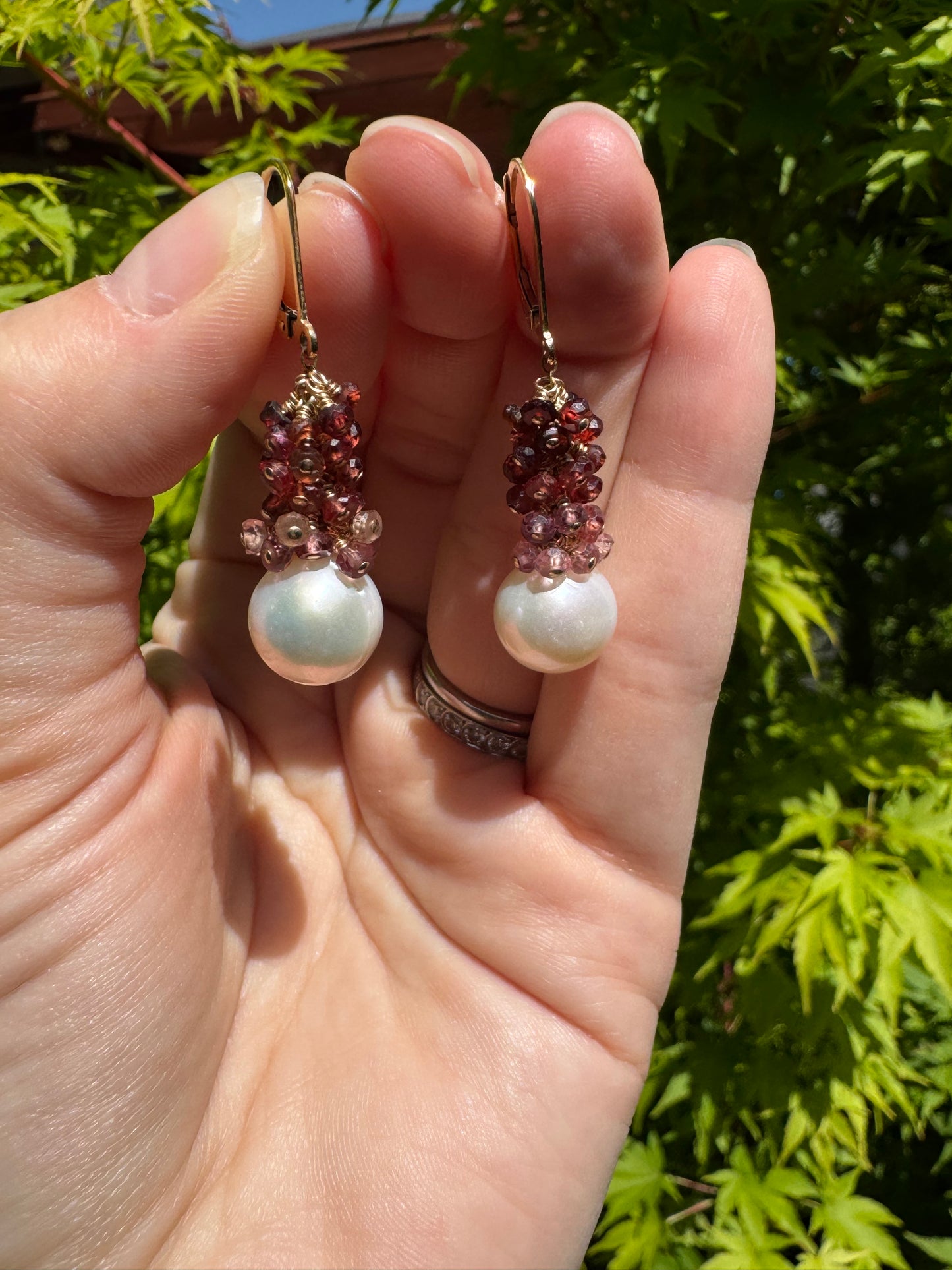 OOAK - Ombre Tundra Sapphire and Pearl Earrings