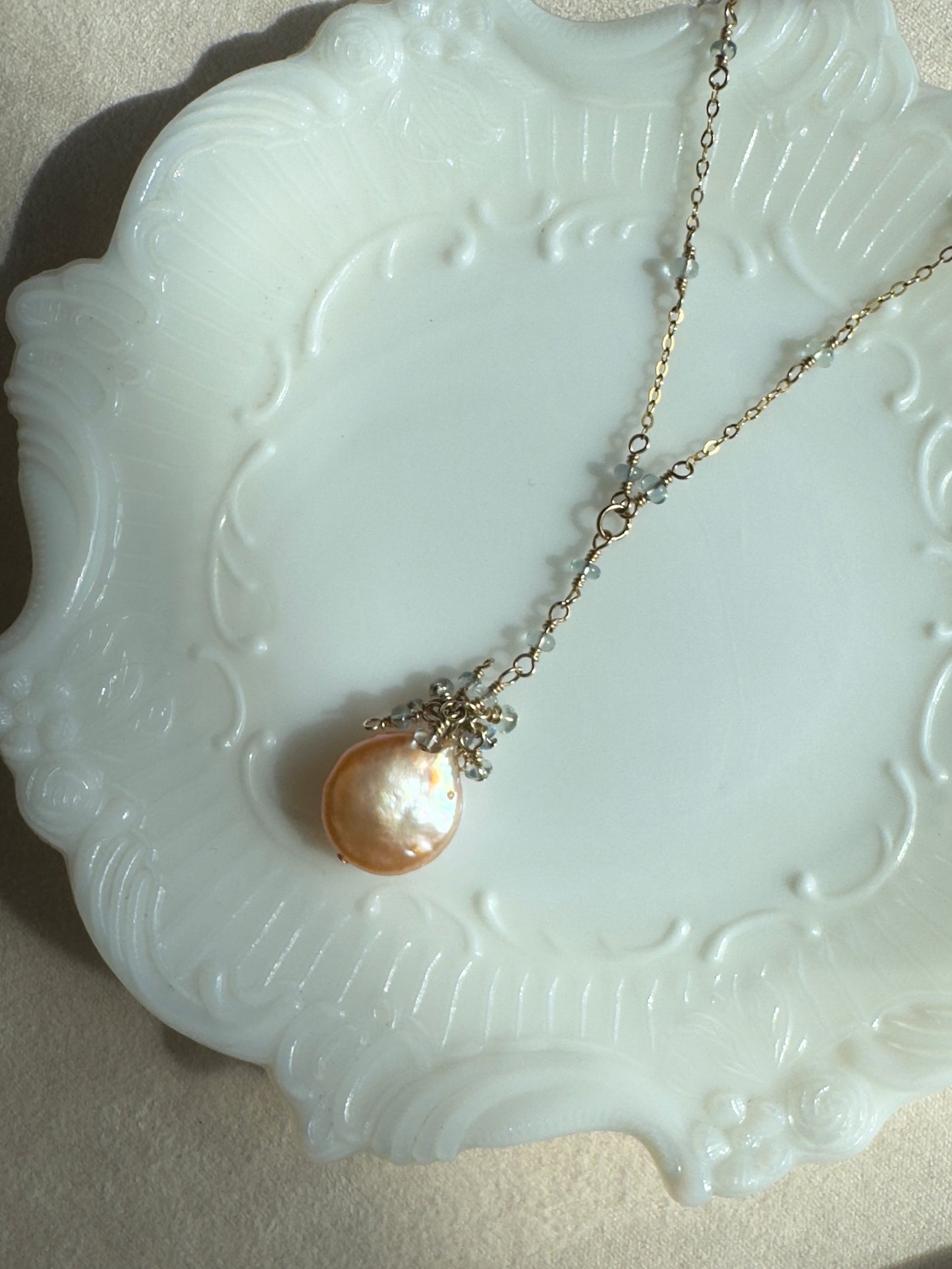 Aurora - Wire Wrapped 14kt Gold-Fill Lariat Pendant Necklace