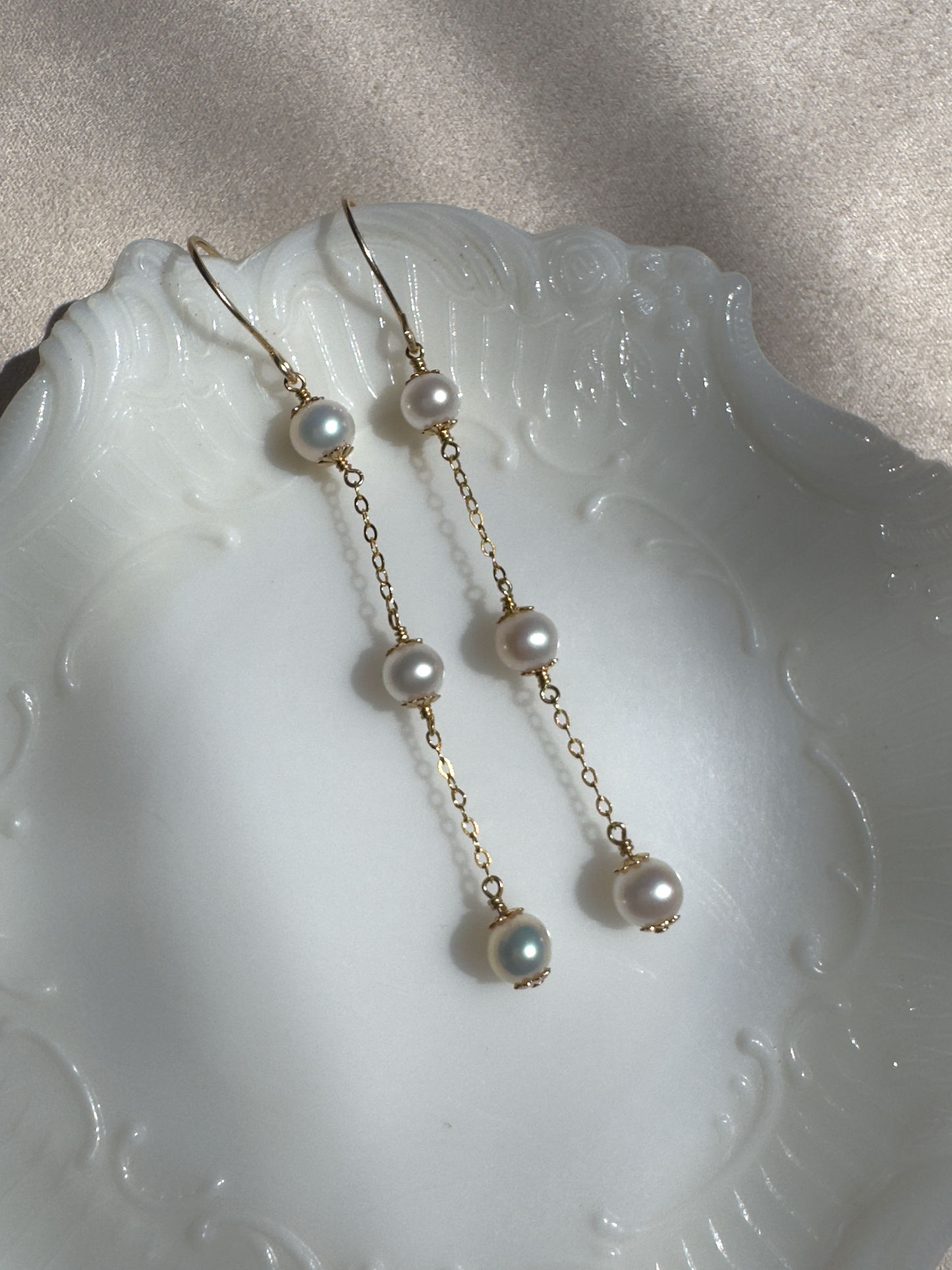 Ella - Trio Pearl Dangle Earrings