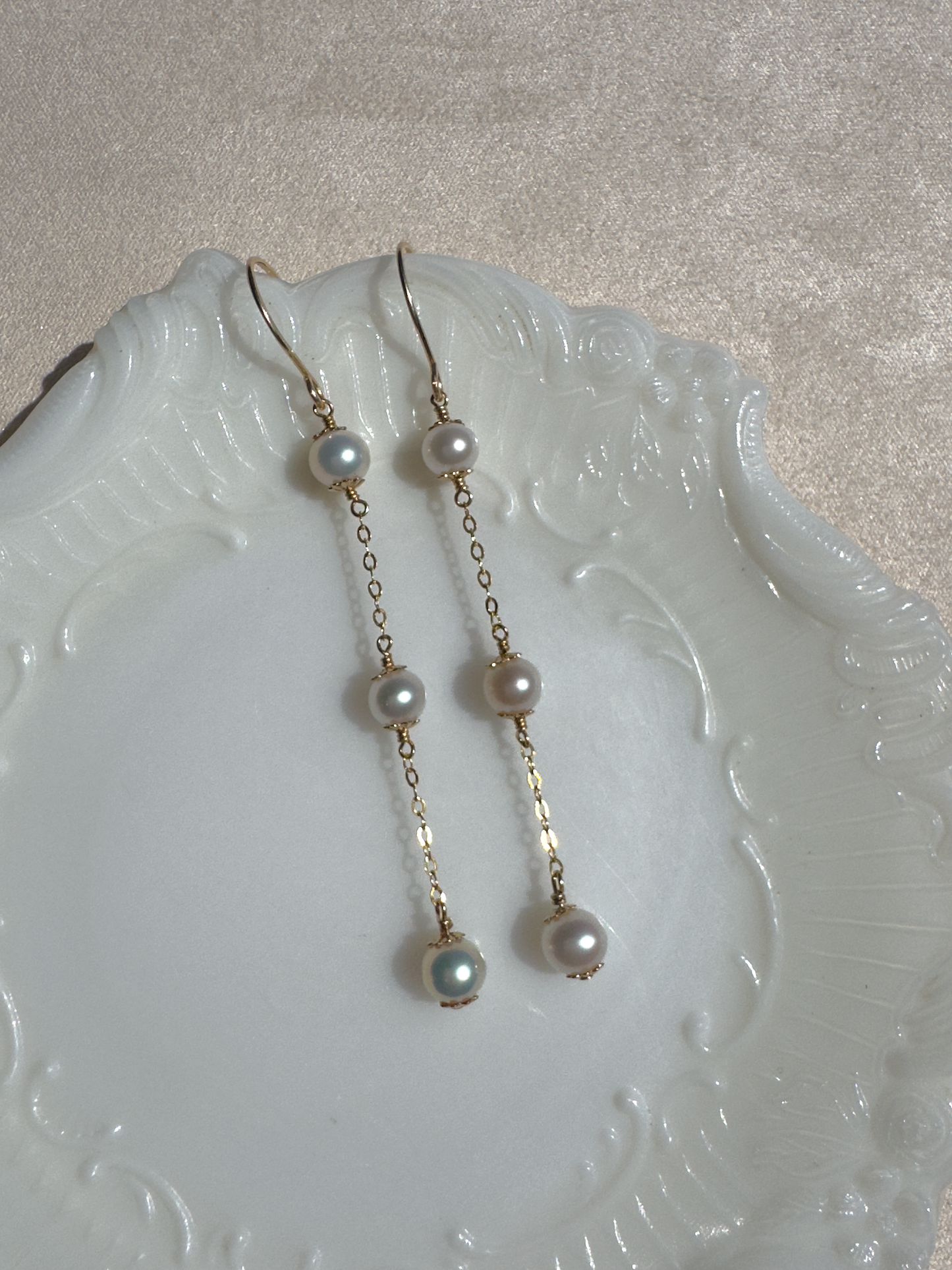 Ella - Trio Pearl Dangle Earrings