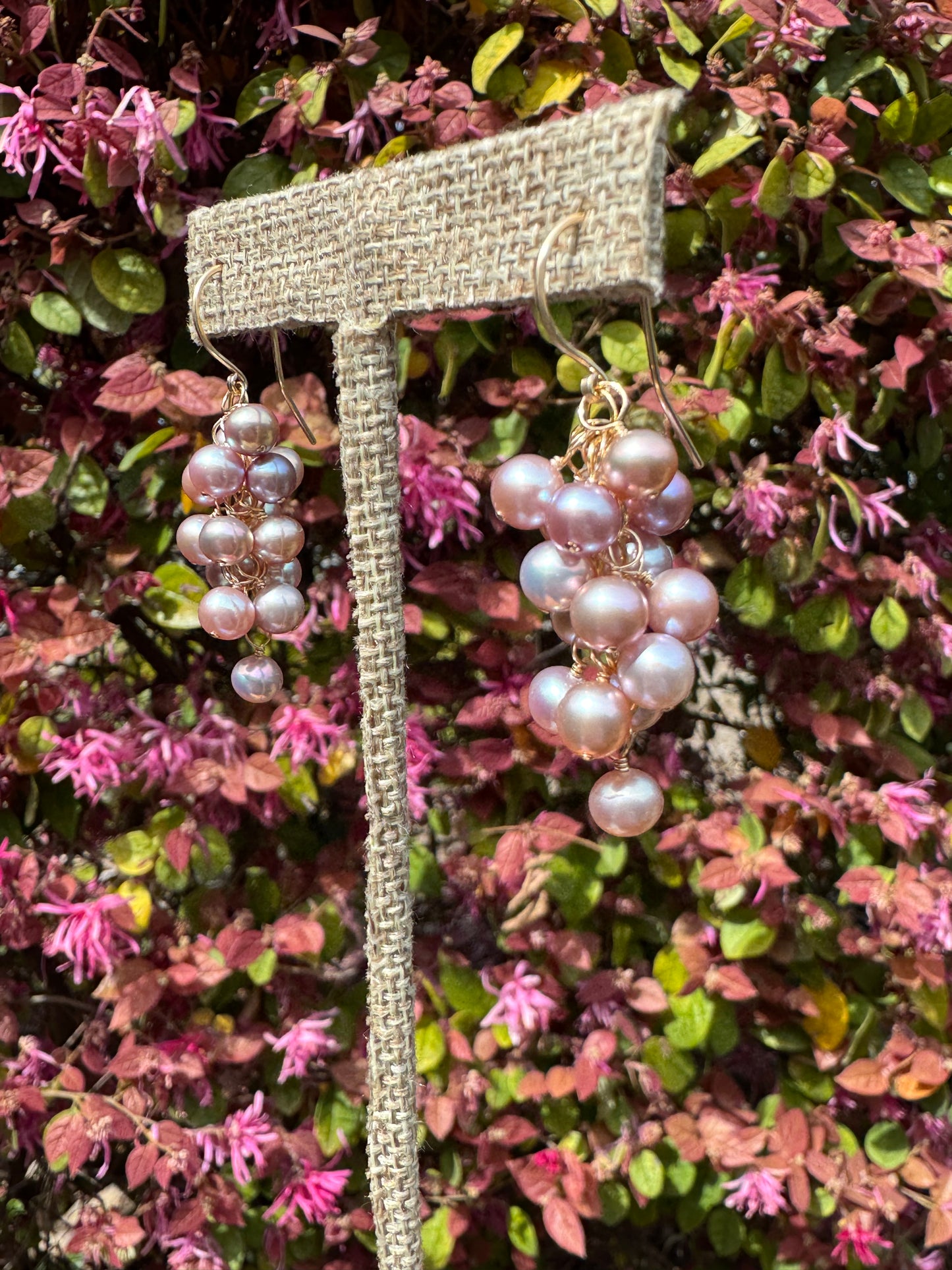OOAK - High Luster Cluster Pearl Earrings in 14kt Gold-Fill