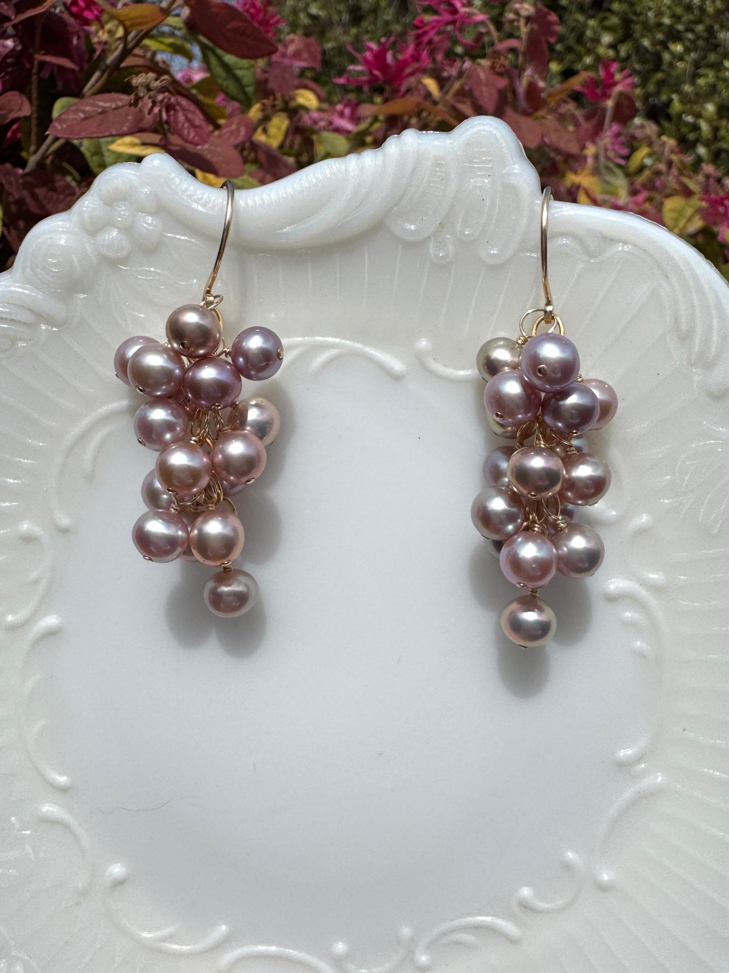 OOAK - High Luster Cluster Pearl Earrings in 14kt Gold-Fill