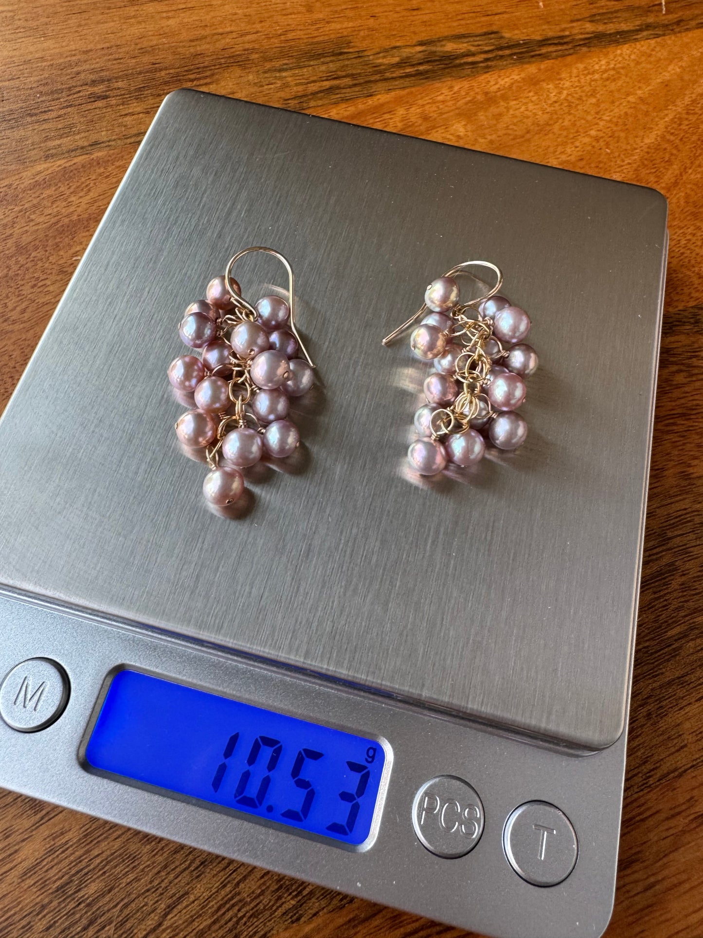 OOAK - High Luster Cluster Pearl Earrings in 14kt Gold-Fill