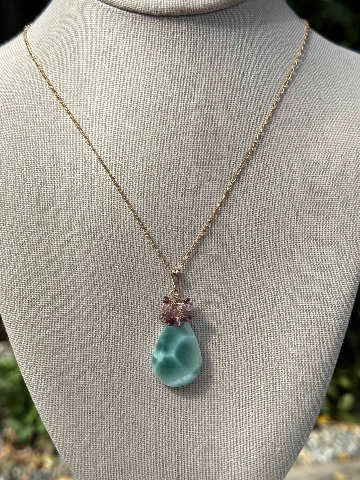 OOAK - Hemimorphite Pendant with Ombre Spinel
