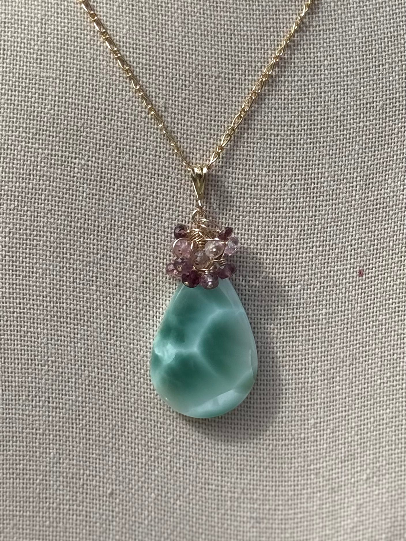 OOAK - Hemimorphite Pendant with Ombre Spinel