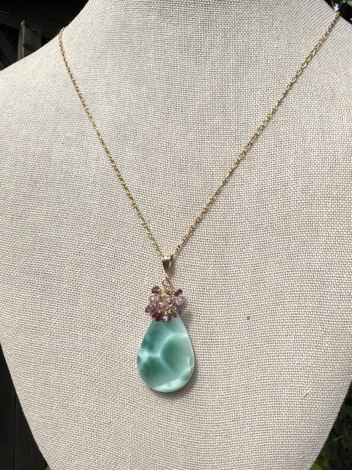 OOAK - Hemimorphite Pendant with Ombre Spinel