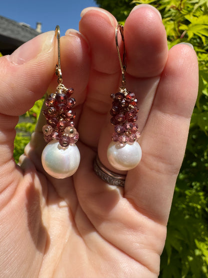 OOAK - Ombre Tundra Sapphire and Pearl Earrings