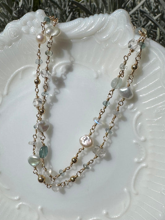 Cora - Multi Gemstone & Pearl Necklace