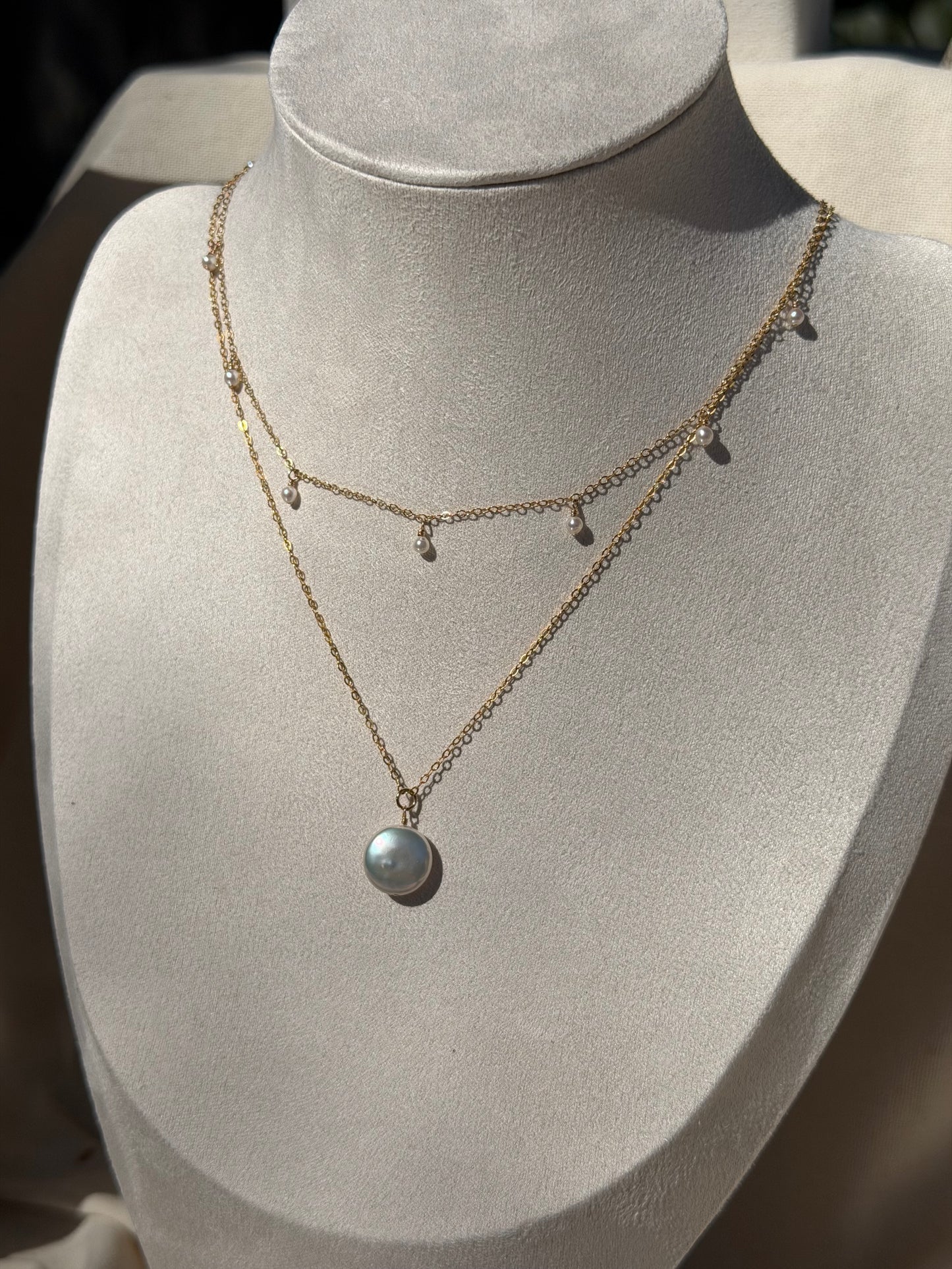 Coin Pearl Pendant Necklace