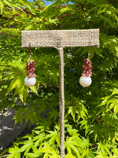 OOAK - Ombre Tundra Sapphire and Pearl Earrings