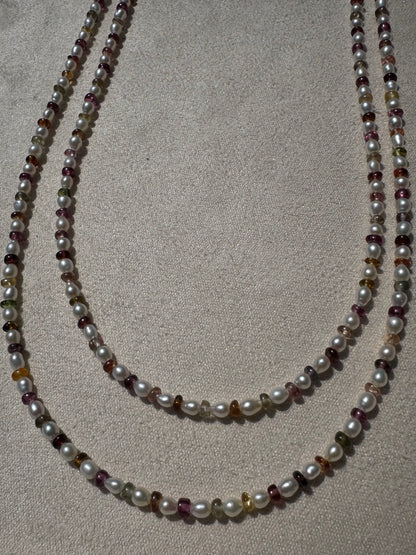 Elena - Seed Pearl and Tundra Sapphire Necklace
