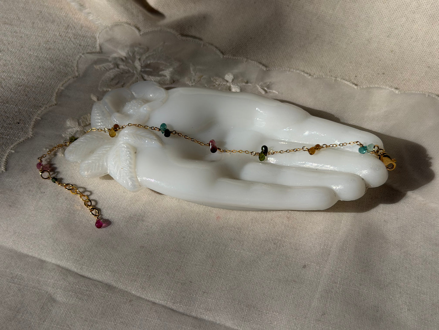 Dainty Touramline Briolette Bracelet