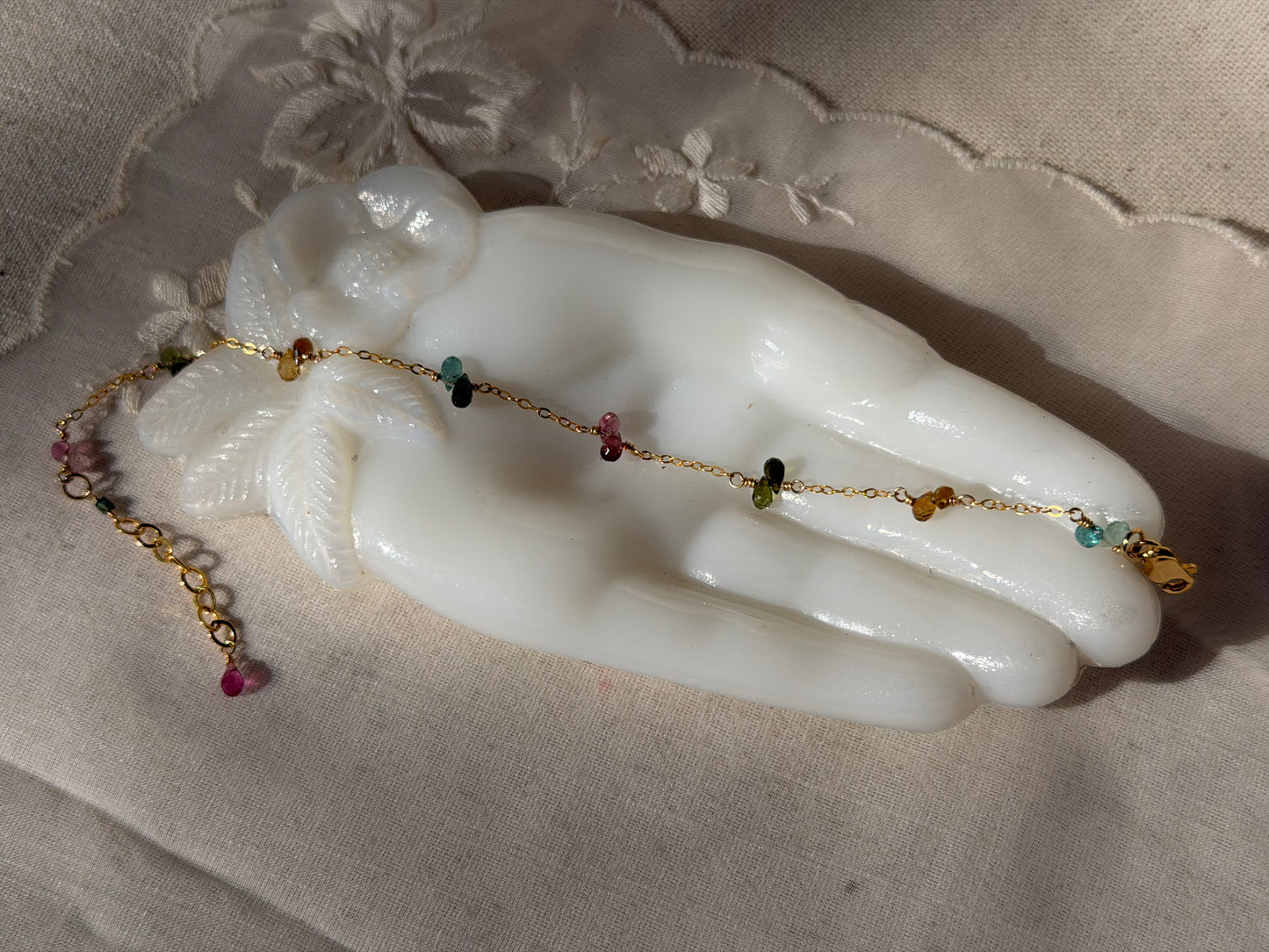 Dainty Touramline Briolette Bracelet