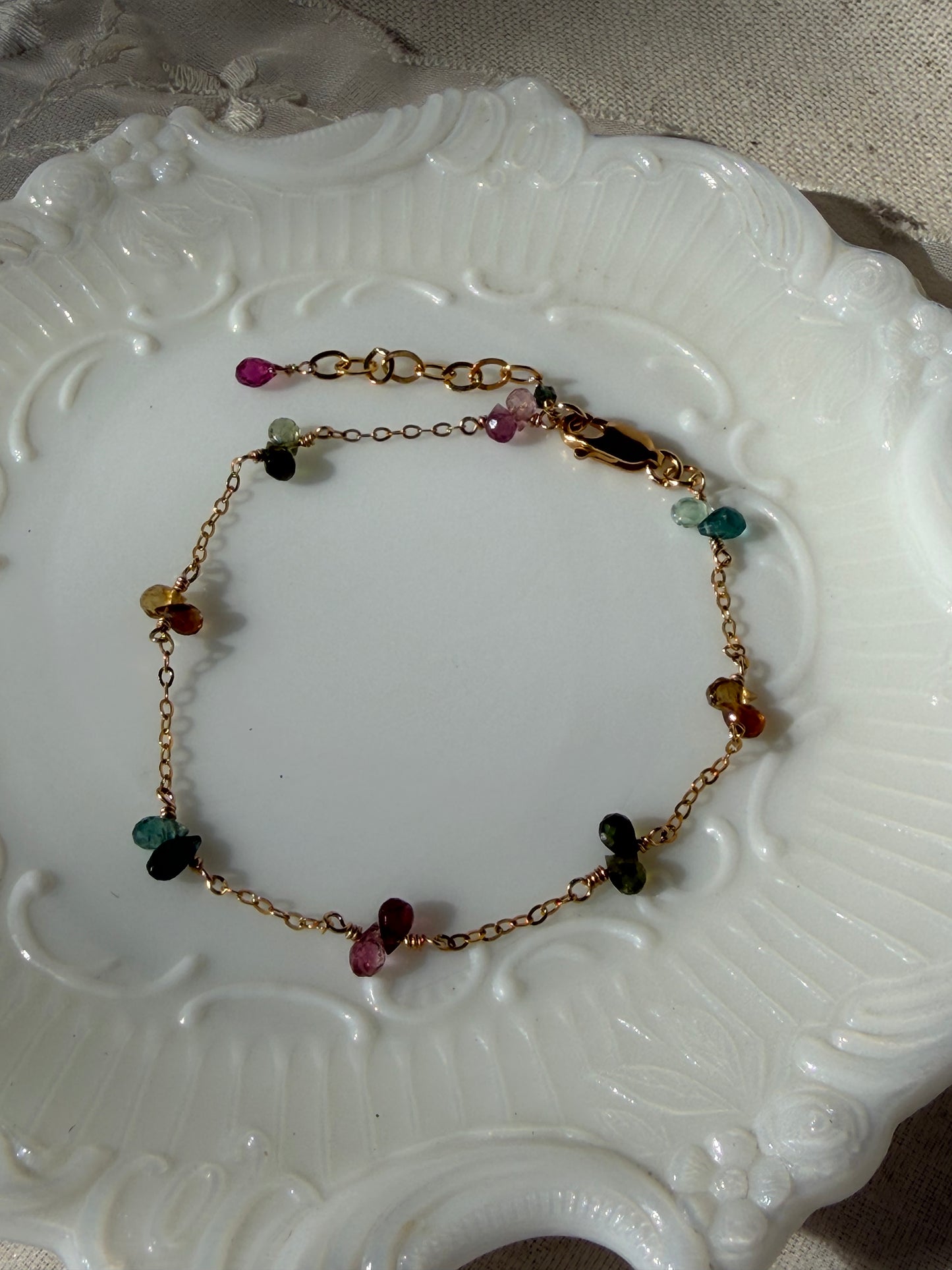 Dainty Touramline Briolette Bracelet