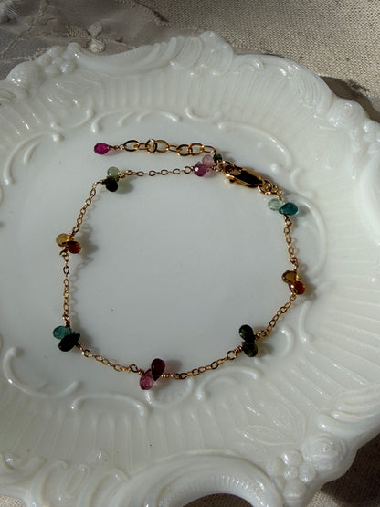 Dainty Touramline Briolette Bracelet