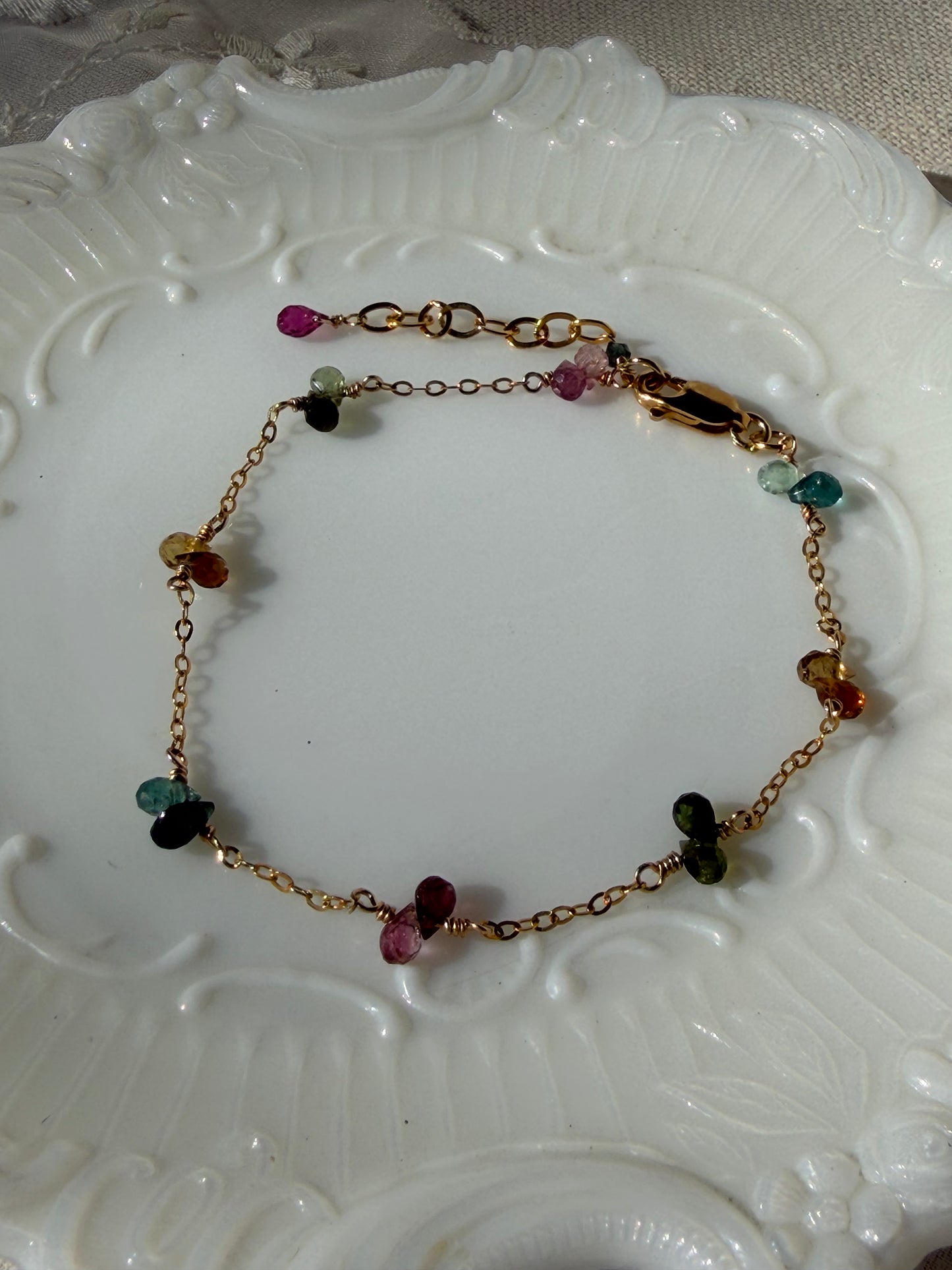 Dainty Touramline Briolette Bracelet