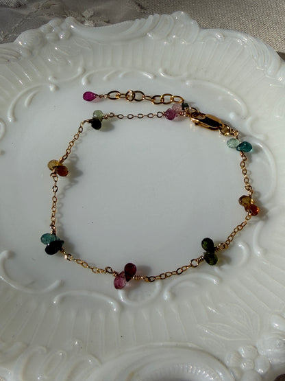 Dainty Touramline Briolette Bracelet