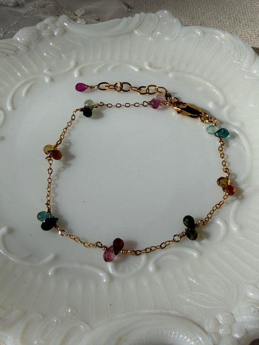 Dainty Touramline Briolette Bracelet