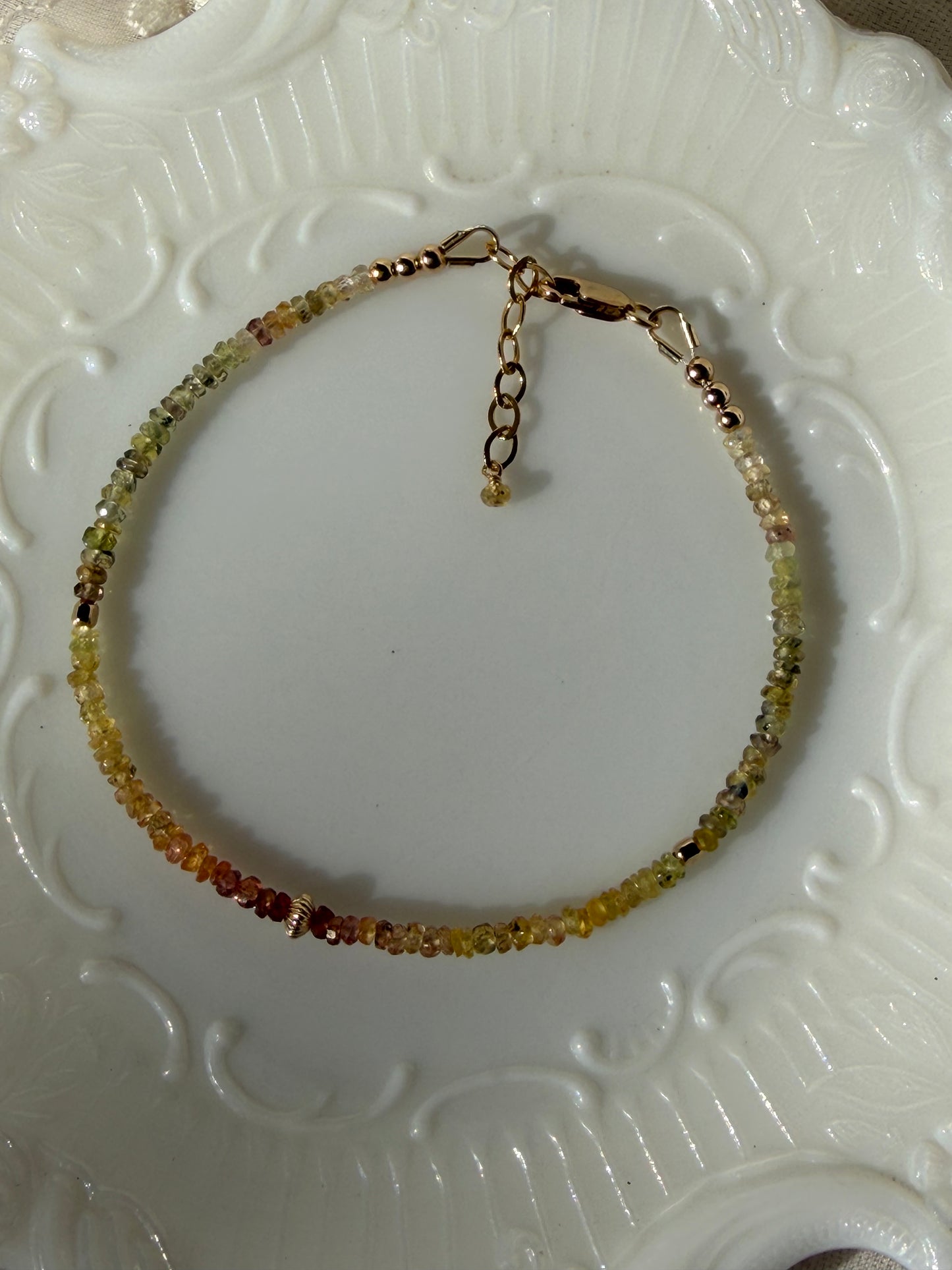 Multi Sapphire Bracelet Orange Green