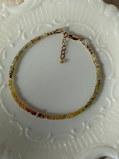 Multi Sapphire Bracelet Orange Green