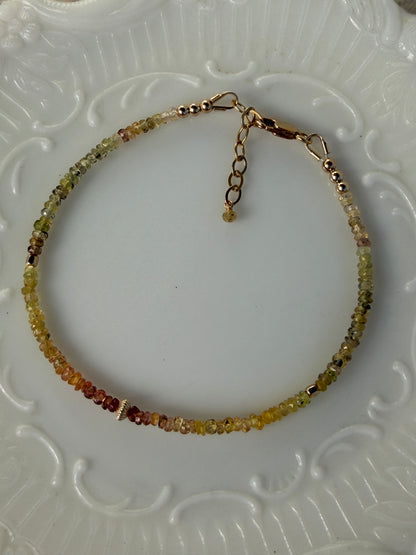 Multi Sapphire Bracelet Orange Green