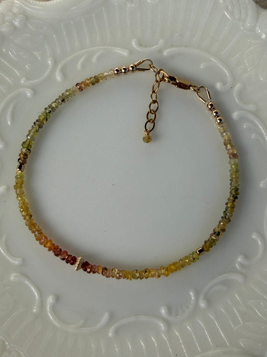 Multi Sapphire Bracelet Orange Green