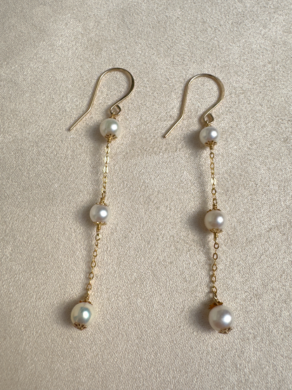 Ella - Trio Pearl Dangle Earrings