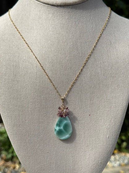 OOAK - Hemimorphite Pendant with Ombre Spinel