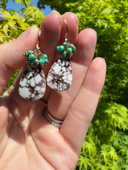 OOAK - Wild Horse Jasper & Sleeping Beauty Turquoise Earrings