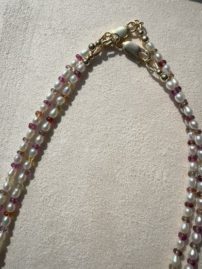 Elena - Seed Pearl and Tundra Sapphire Necklace
