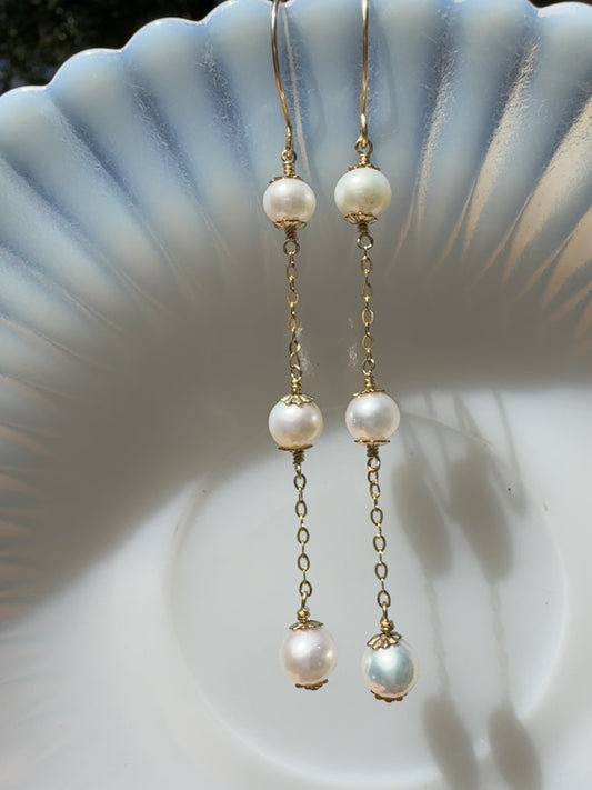 Ella - Trio Pearl Dangle Earrings