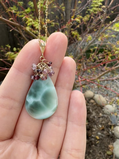 OOAK - Hemimorphite Pendant with Ombre Spinel